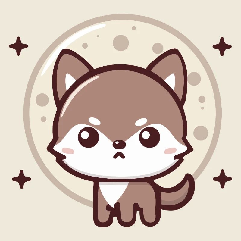 du clair de lune : Chibi Loup avec lune