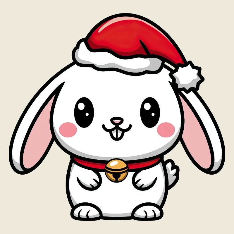 Cute Christmas bunny with bells
