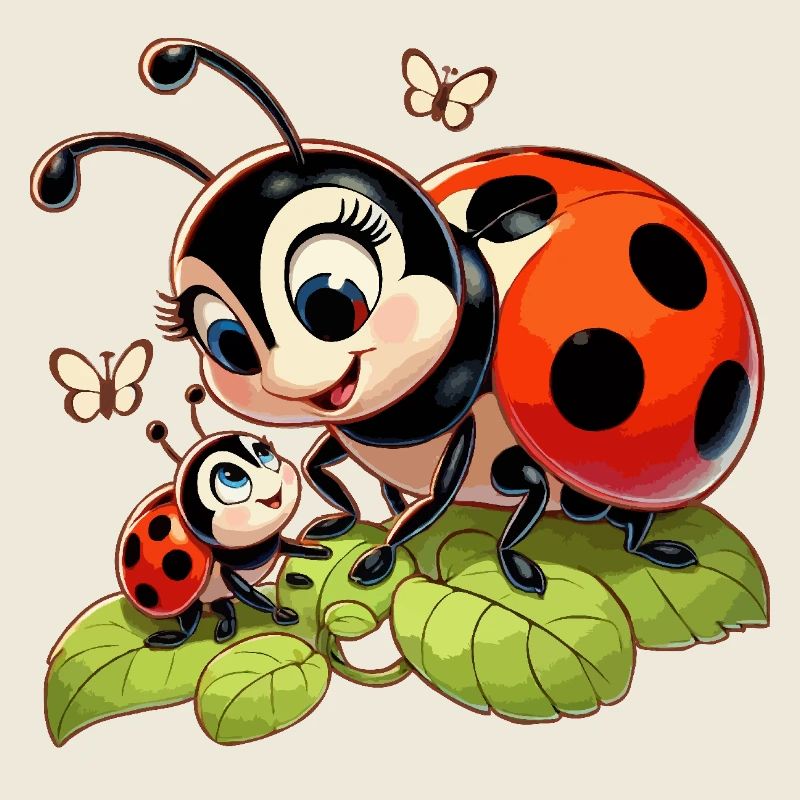 La mère coccinelle joue avec l’enfant