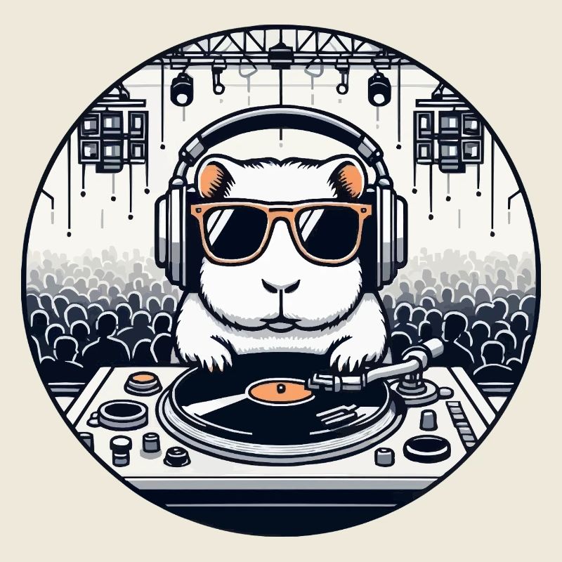 DJ Guinea Pig auf einer Techno-Party 🐹🎧🔥