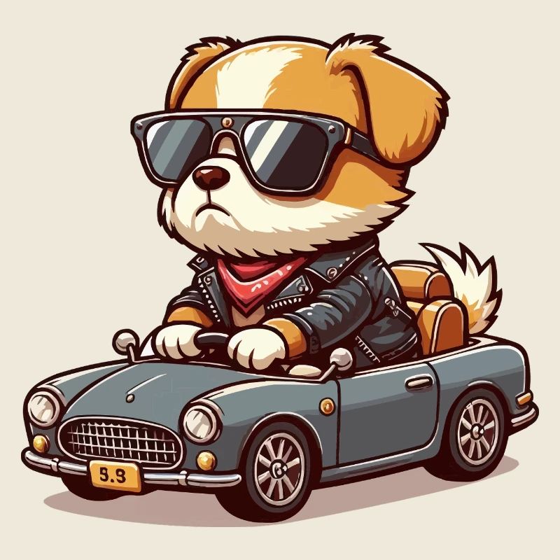 Gangsta-Hund in einem Oldtimer 🐶🚗🕶️