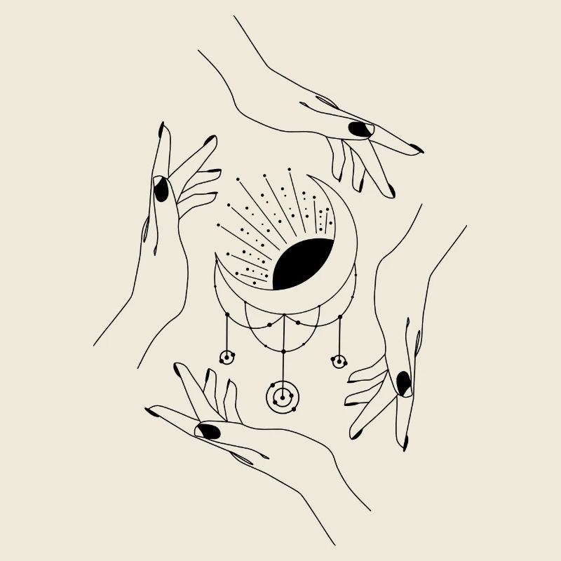 Magical Hands Symbols Hand with Moon and Sun