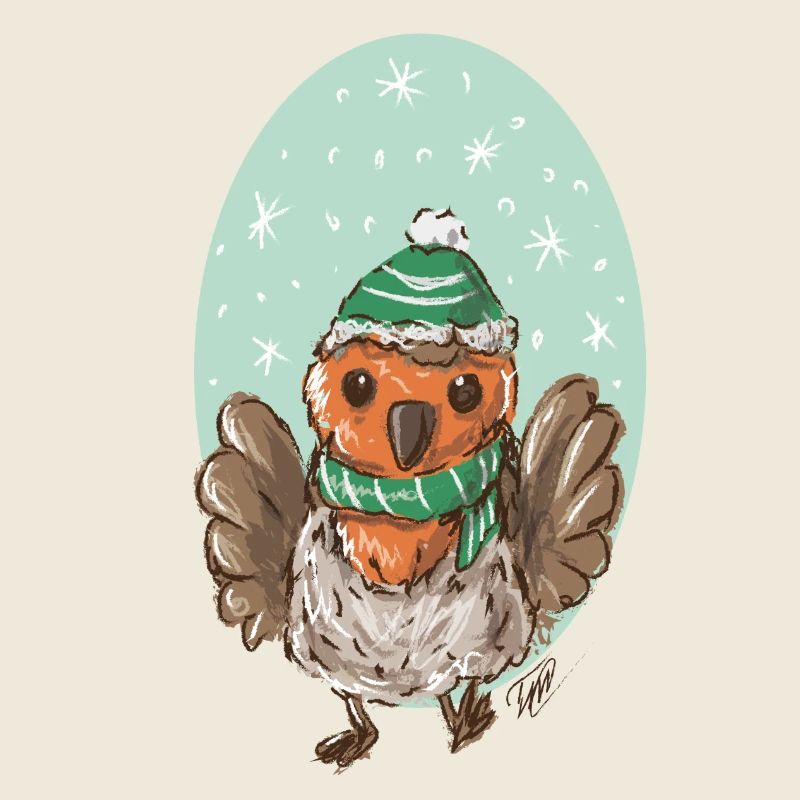 Rotkelchen mit Mütze