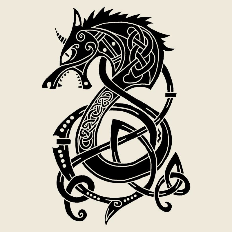 Wikingerwolf Drache (schwarz)