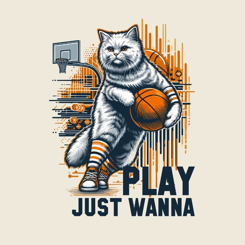 Cadeau de cheveux longs de chat de basket-ball