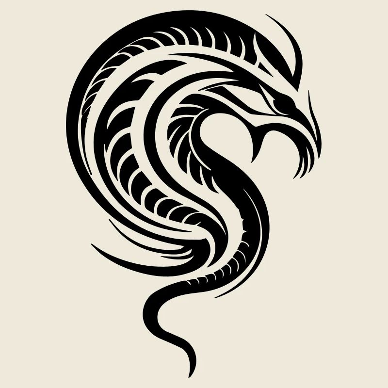 Schlangenkopf Drache in Tribal Art