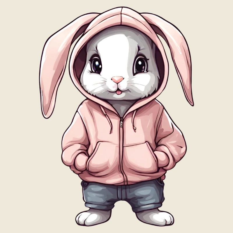 Lapin mignon avec pull hoddie
