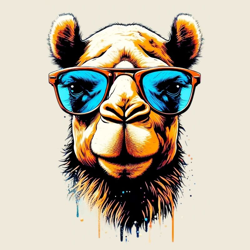 Camel avec lunettes de soleil