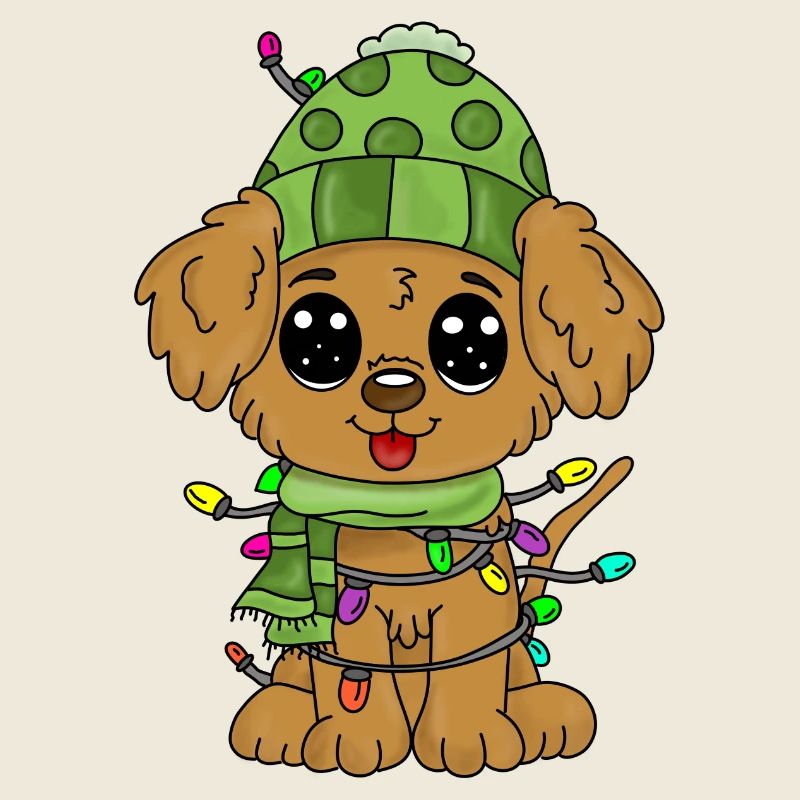 Chien avec des décorations de Noël