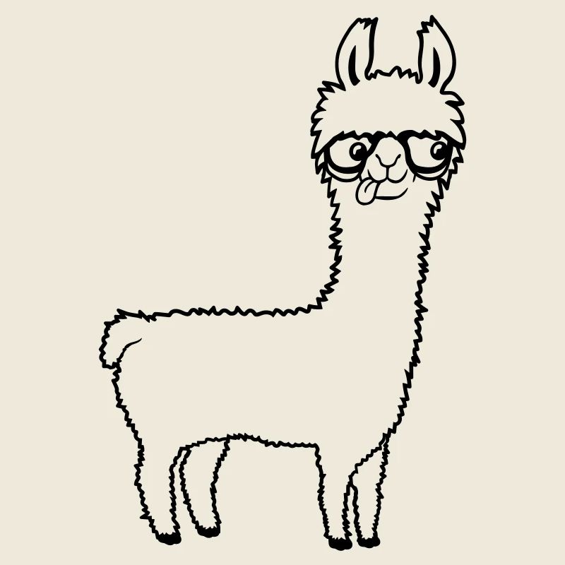 Llama Nerd Geek Lunettes à monture de corne Smart Funny Grimace