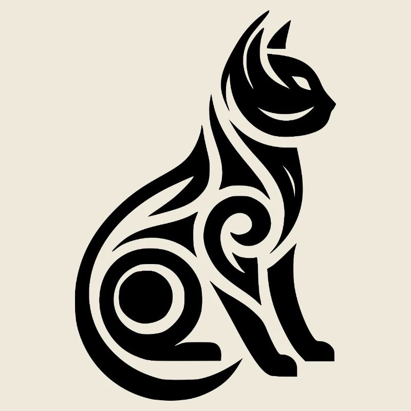 Tatouage Minimaliste Line Art Chat