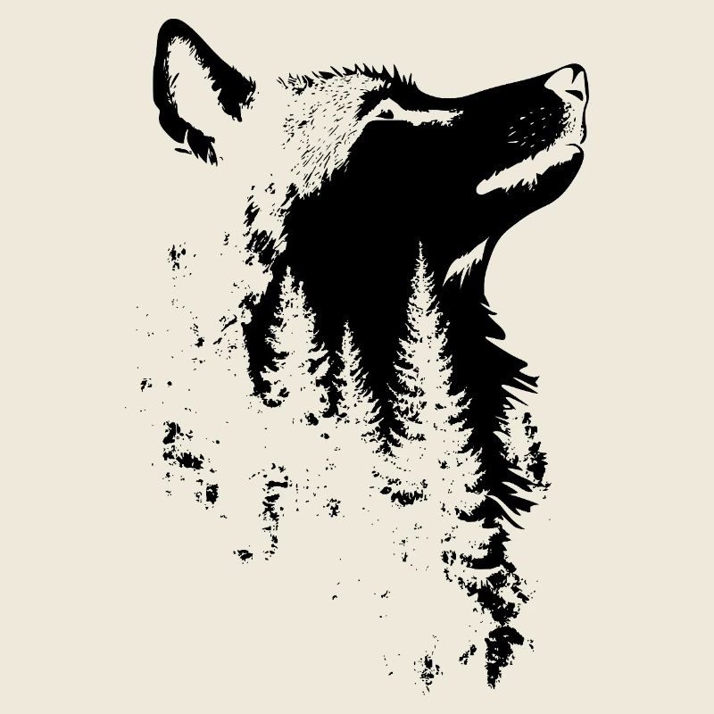 Wolf Gesicht Wald Silhouette