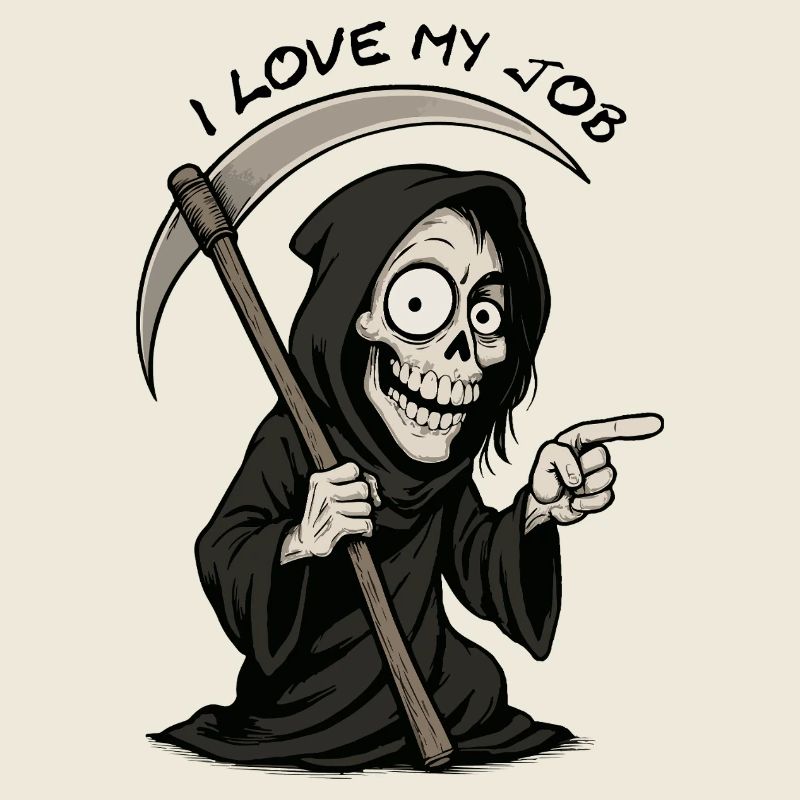 Grim Black Grim Reaper Smiling