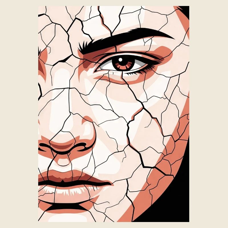 Abstract Face Portrait Cracked Surreal Desert