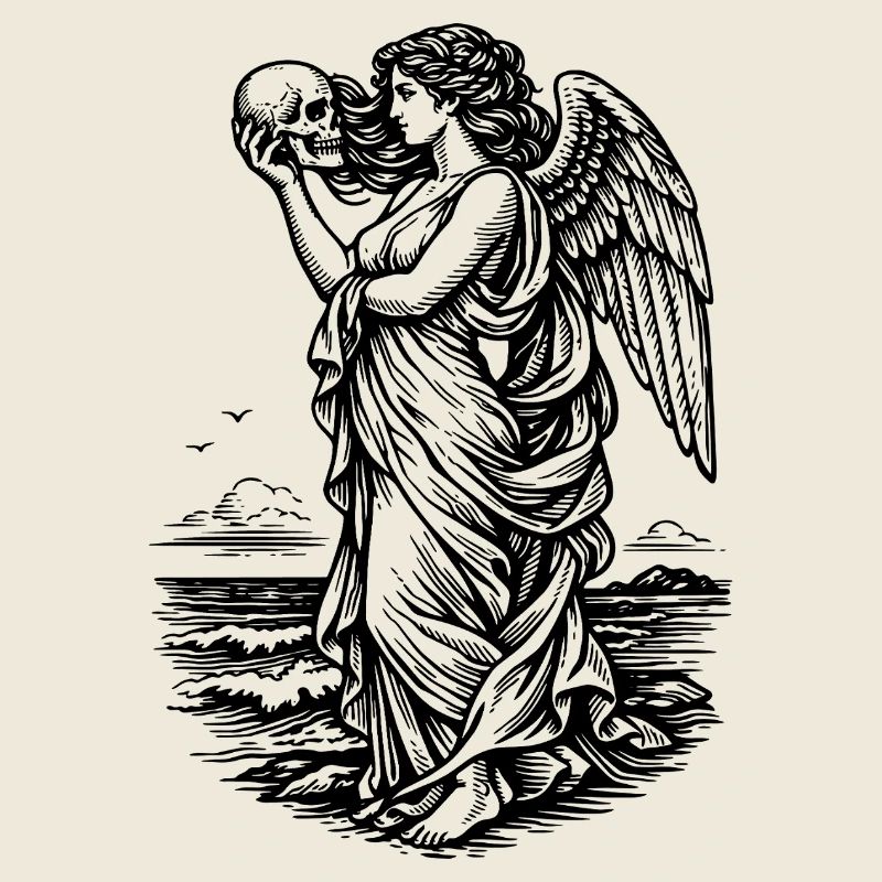 La déesse grecque Aphrodite à la mer avec le skul