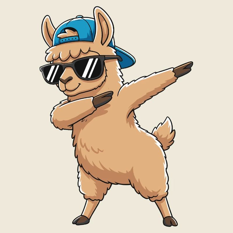 Cool Dabbing Llama Sunglasses Cartoon-Kunst