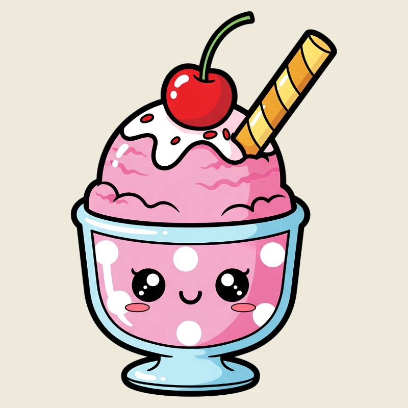 Coupe de Sundae Rose Kawaii