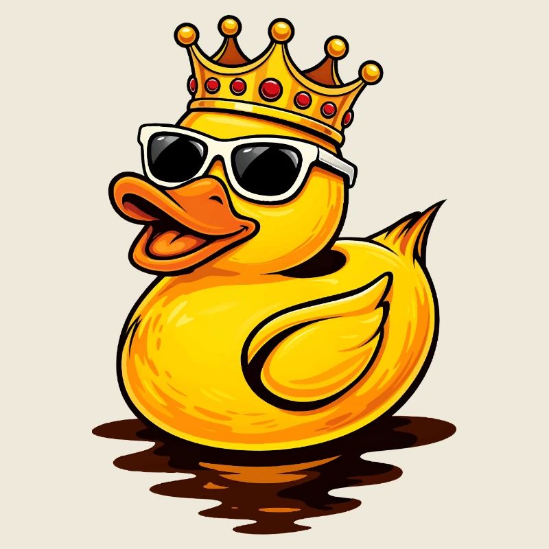 Coole Gummiente mit Krone und Sonnenbrille