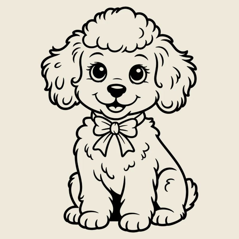 Poodle with bow – charm for clothes