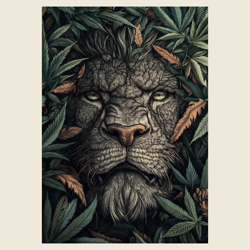 Lion's head in the foliage