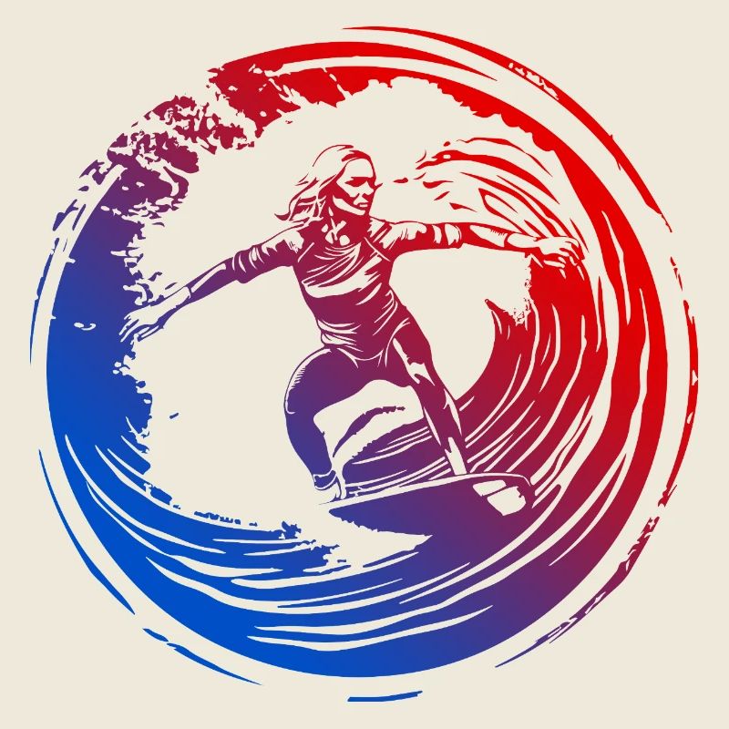 Silhouette de surfeur coloré