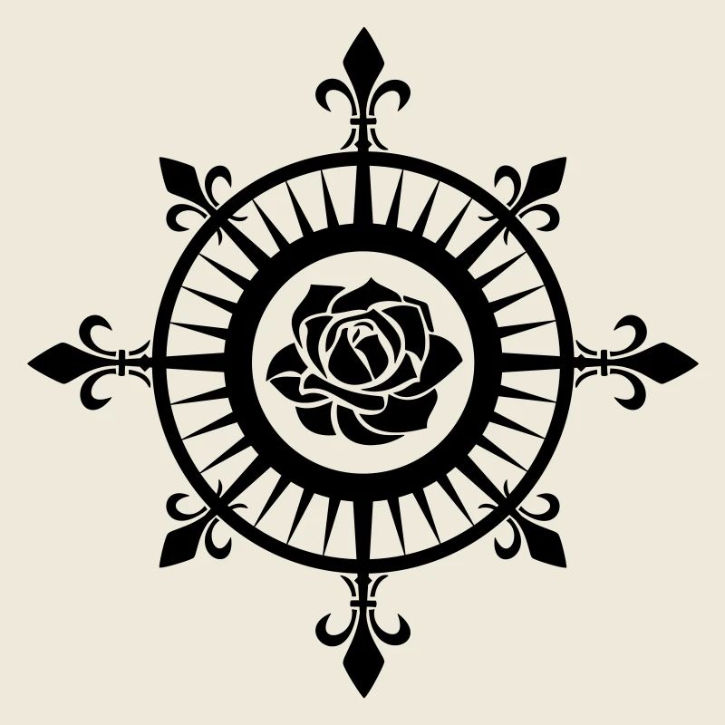 Windrose, Tatto Style, Fleur de Lis, Kompass Rose