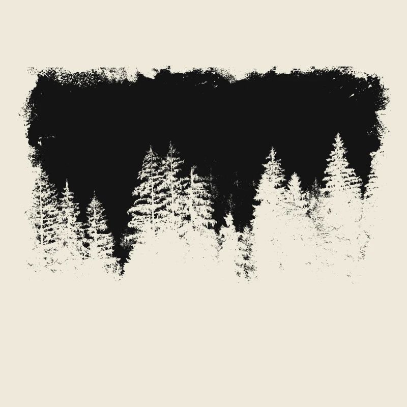 Trees in the spruce forest - Black