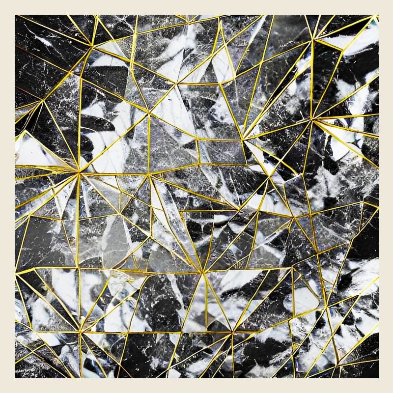 Marmor Schwarz Gold Geometrisches Muster