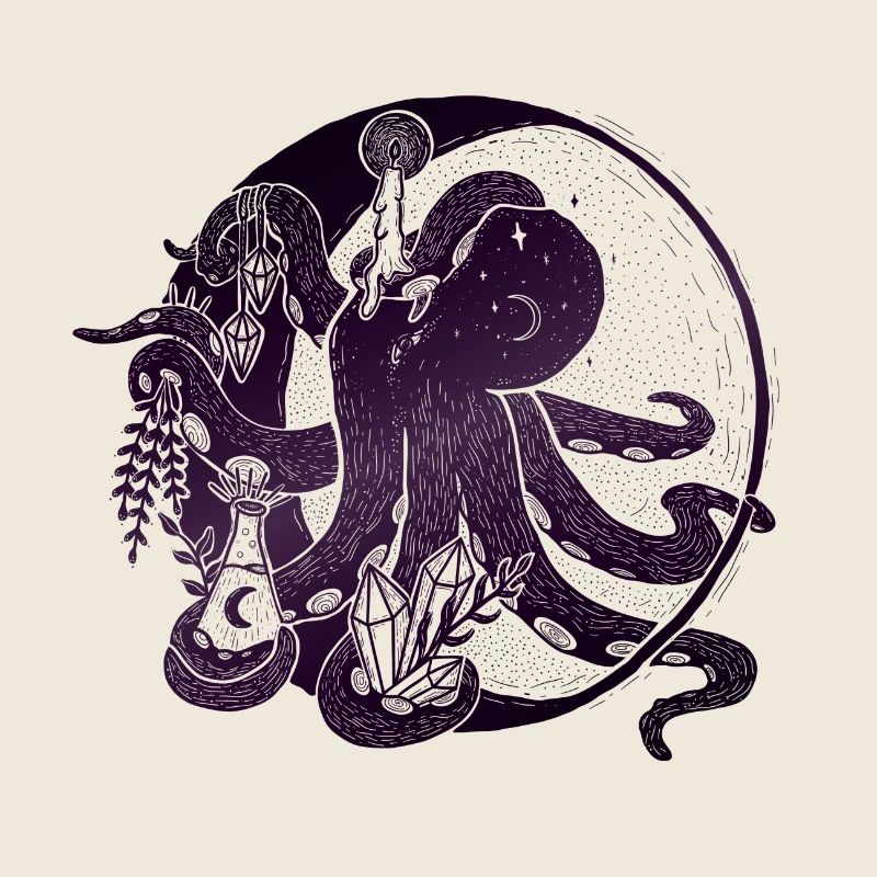 Witchy Octopus Illustration