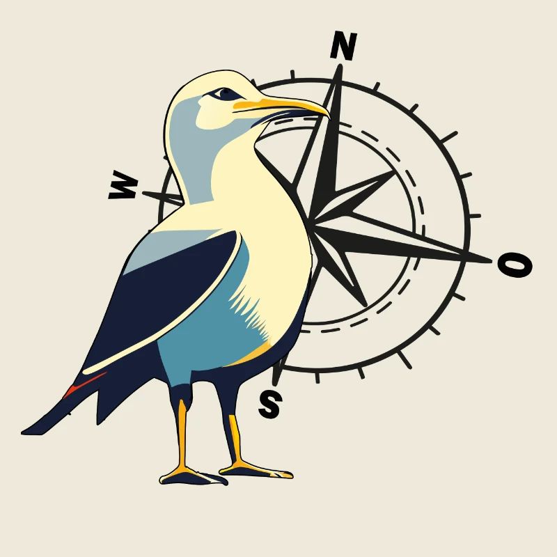 Seagull with compass