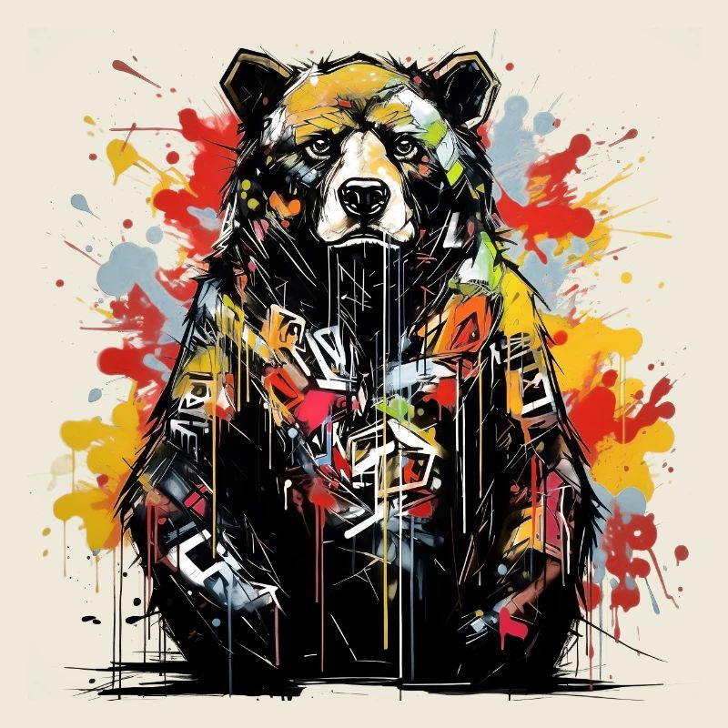 Brüllender Bär. Stärke im Graffiti-Stil.