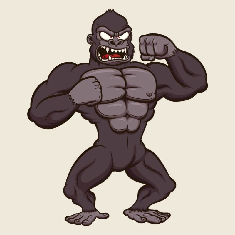 Angry Gorilla Beating His Chest