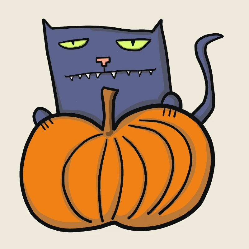 Chat d’Halloween avec citrouille