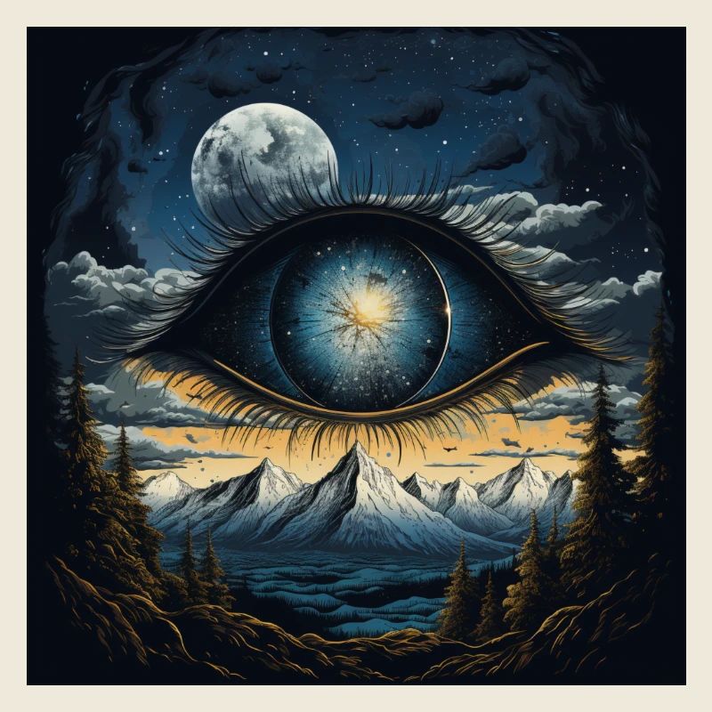 Eye moon mountains