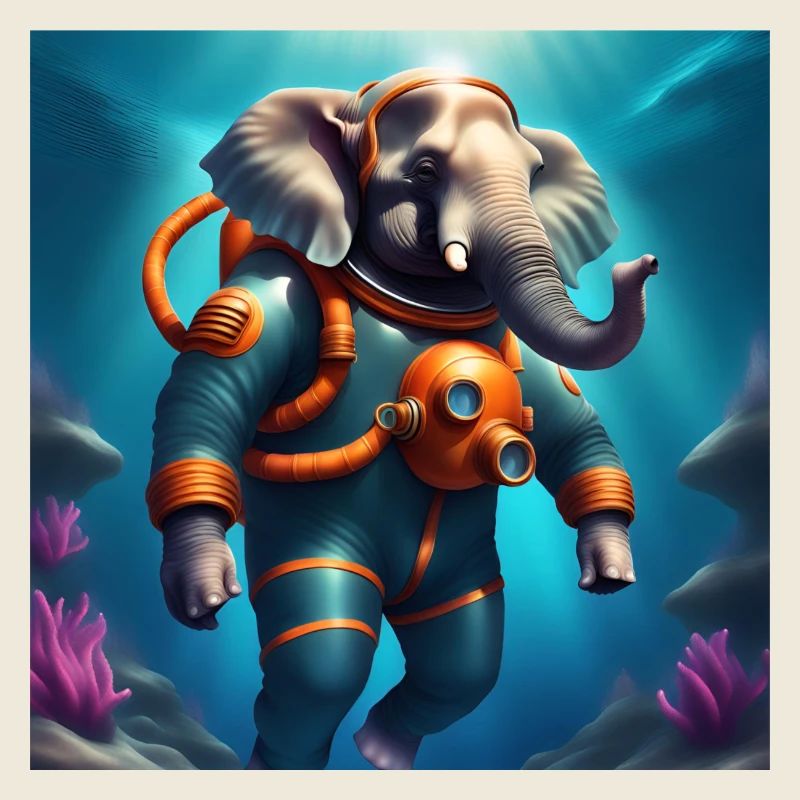 Elefant im Taucheranzug