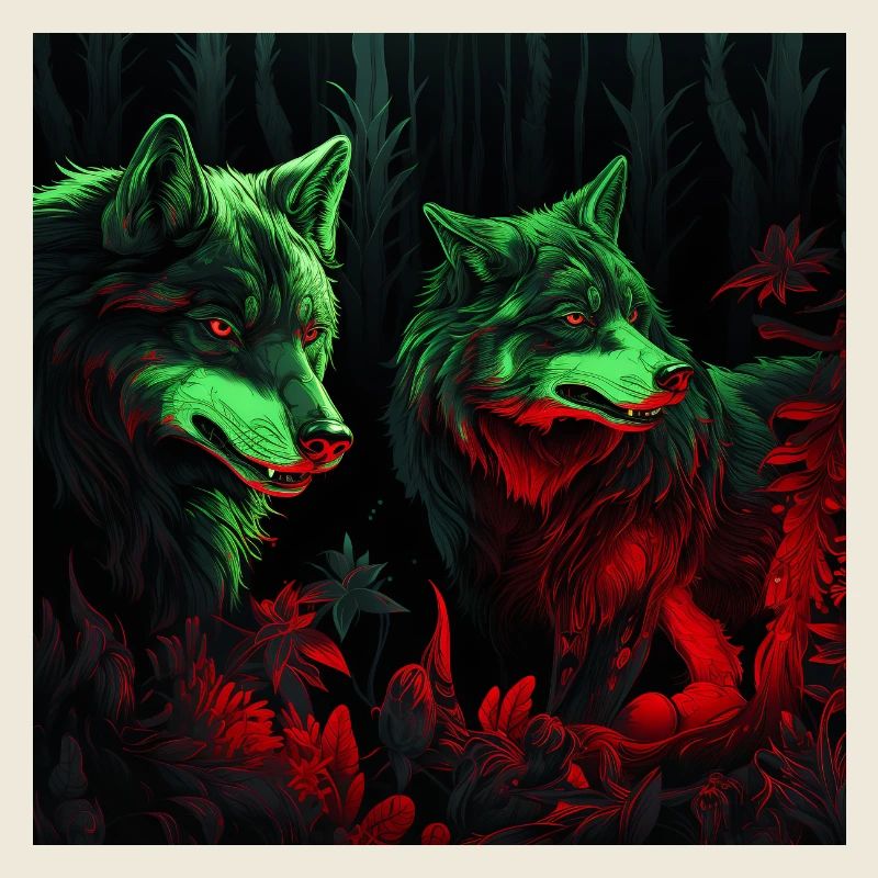Neon style wolves