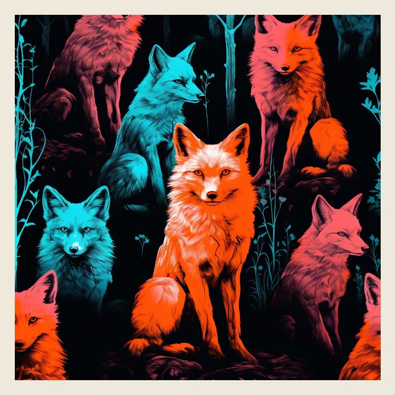 Renards style néon fluo