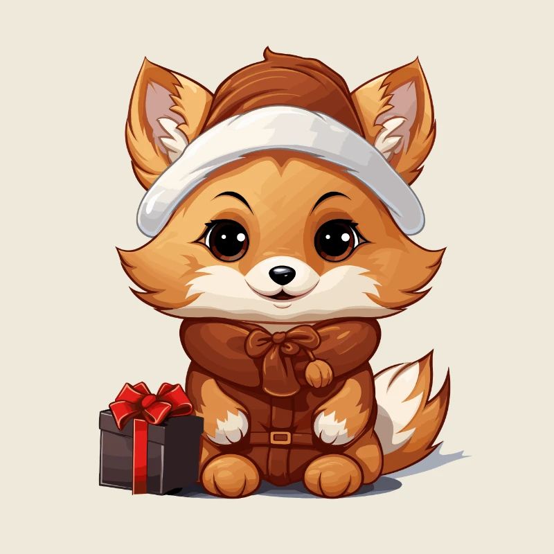 Fuchs Weihnachts Design - Kawaii Style