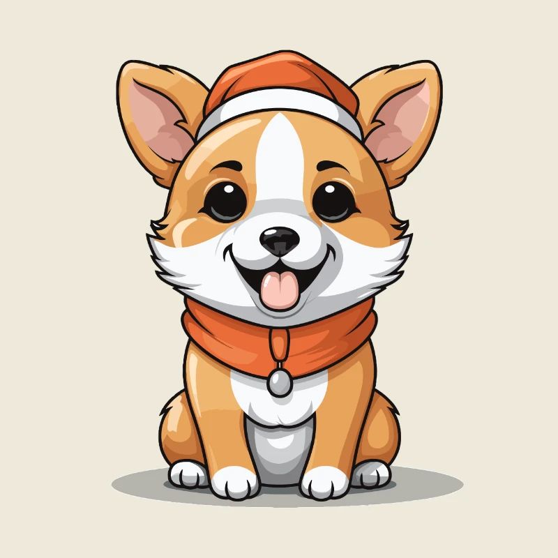 Dog Christmas Design - Kawaii Style