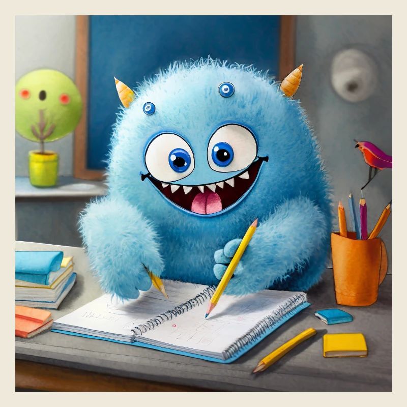 mignon petit monstre moelleux brosse à dents devoirs