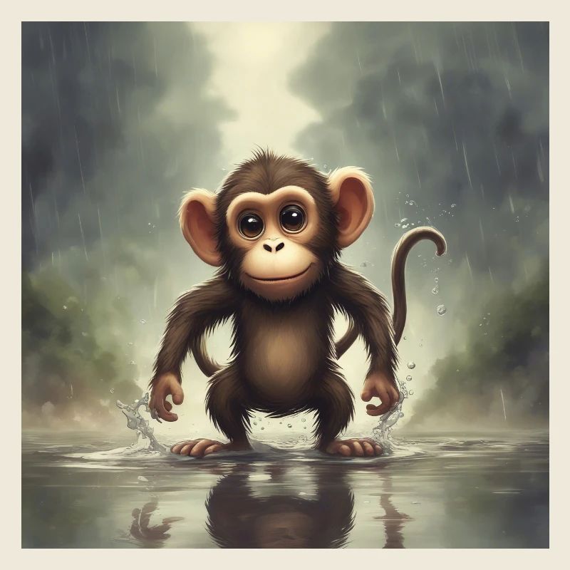Kleiner Affe im Regen