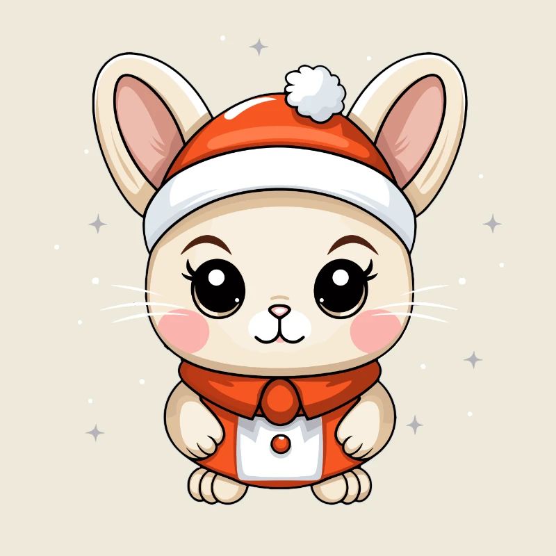 Design de Noël lapin - Style Kawaii