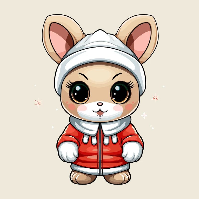 Design de Noël lapin - Style Kawaii