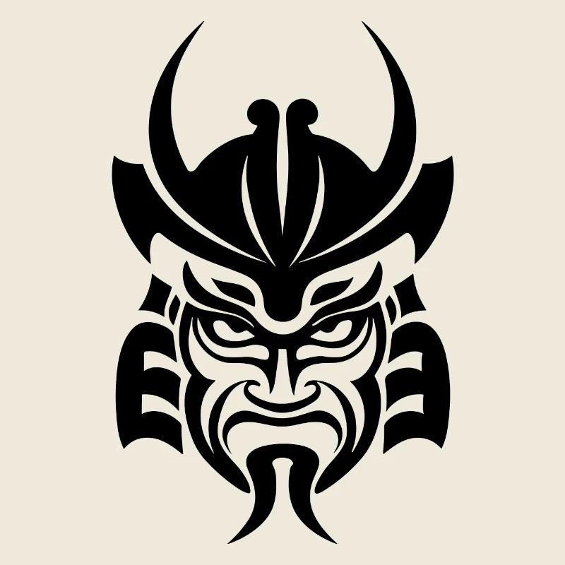 Samurai Helmet Logo Katana Swordsman