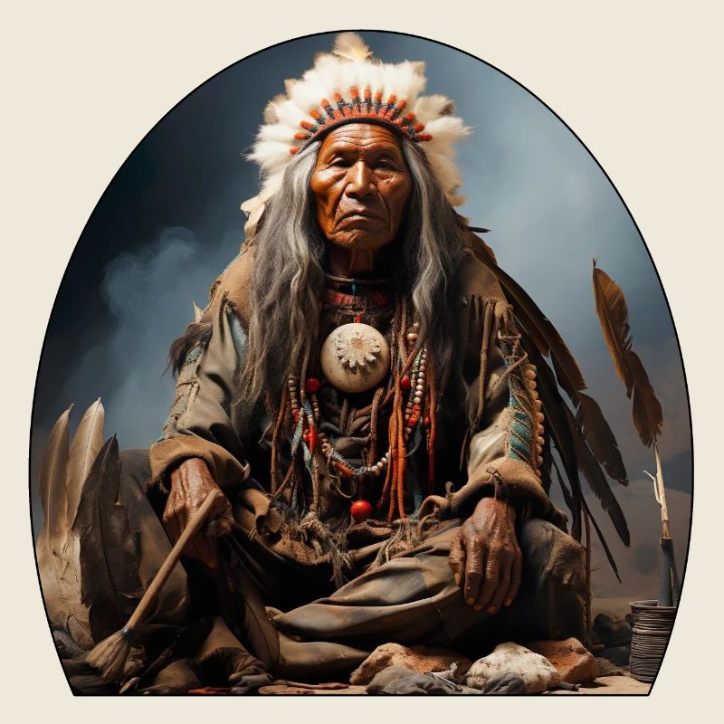 Chef indien avec coiffe de plumes