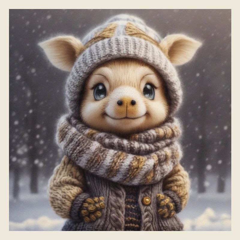 Animal d’hiver mignon avec des vêtements
