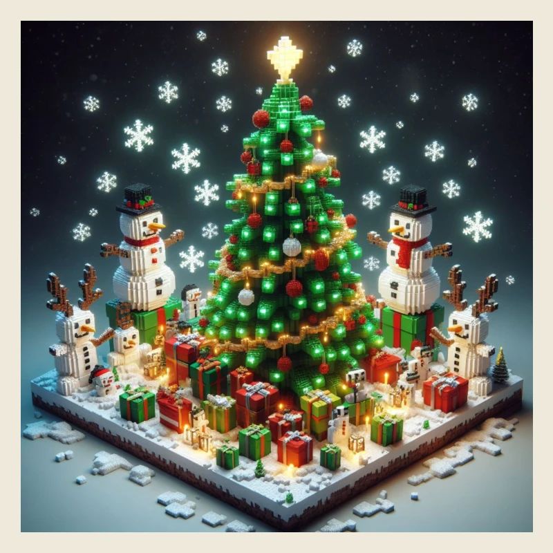 Pixel Weihnachtswelt mit Weihnachtsbaum