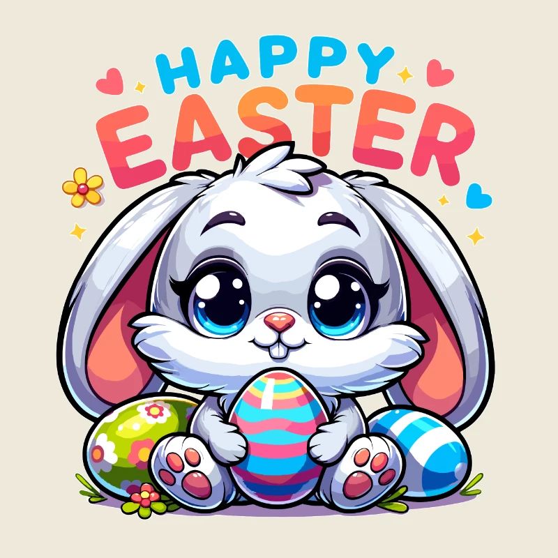 Joyeuses Pâques - Illustration de lapin de Pâques
