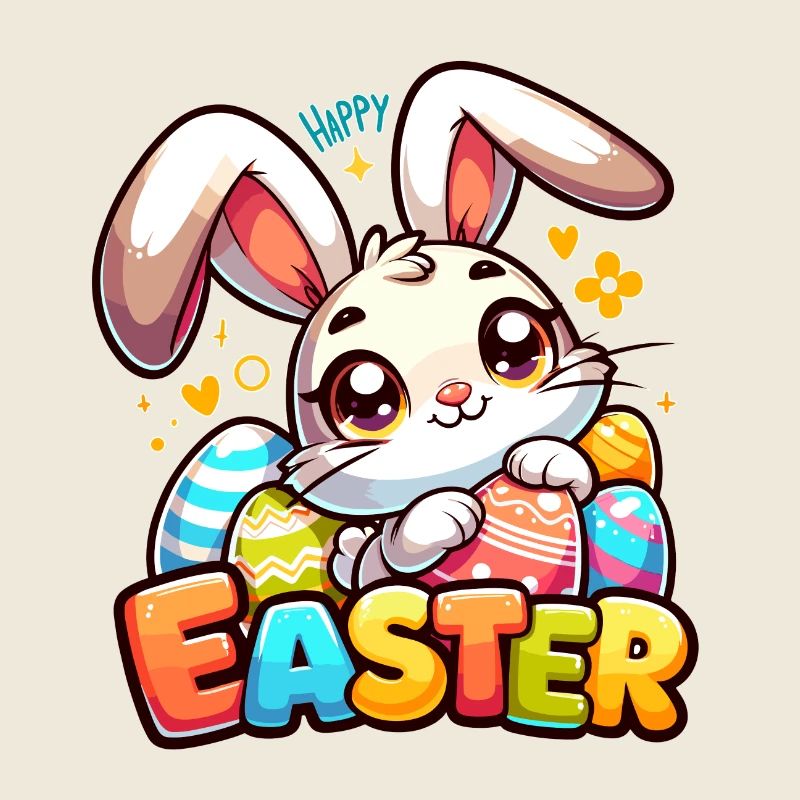 Joyeuses Pâques - Illustration de lapin de Pâques