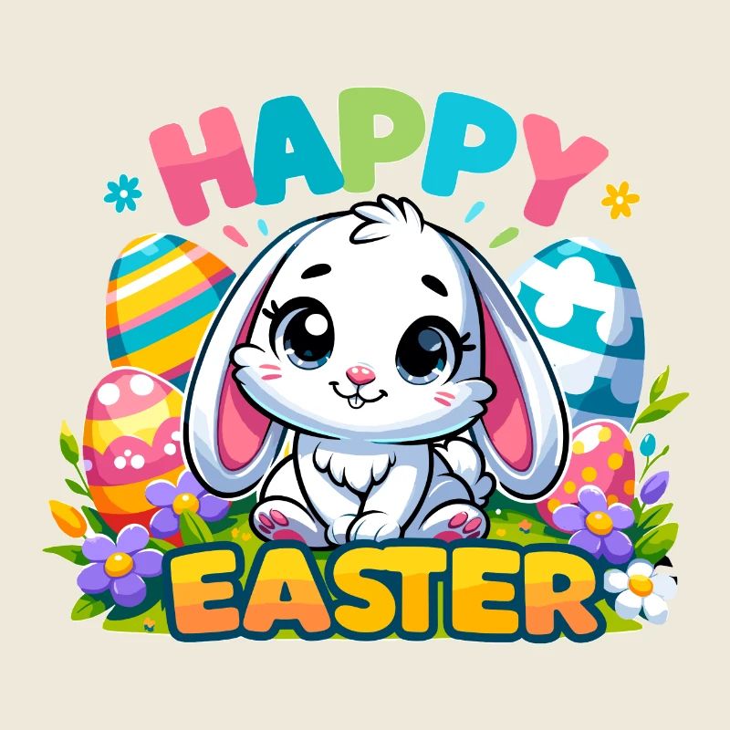 Joyeuses Pâques - Illustration de lapin de Pâques